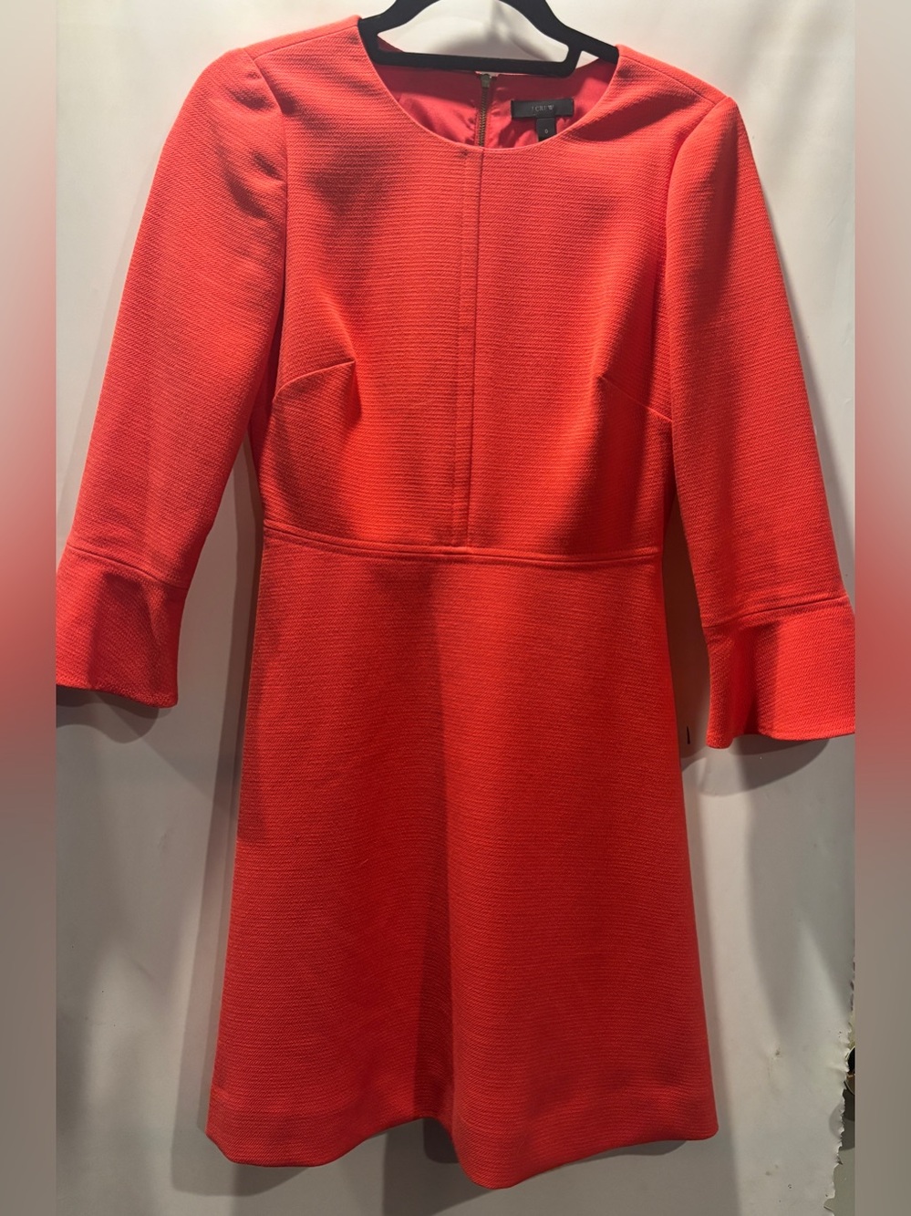 J CREW Womens 0 A Line Dress Mid Bell Sleeve Cocktail Party Colorful Coral